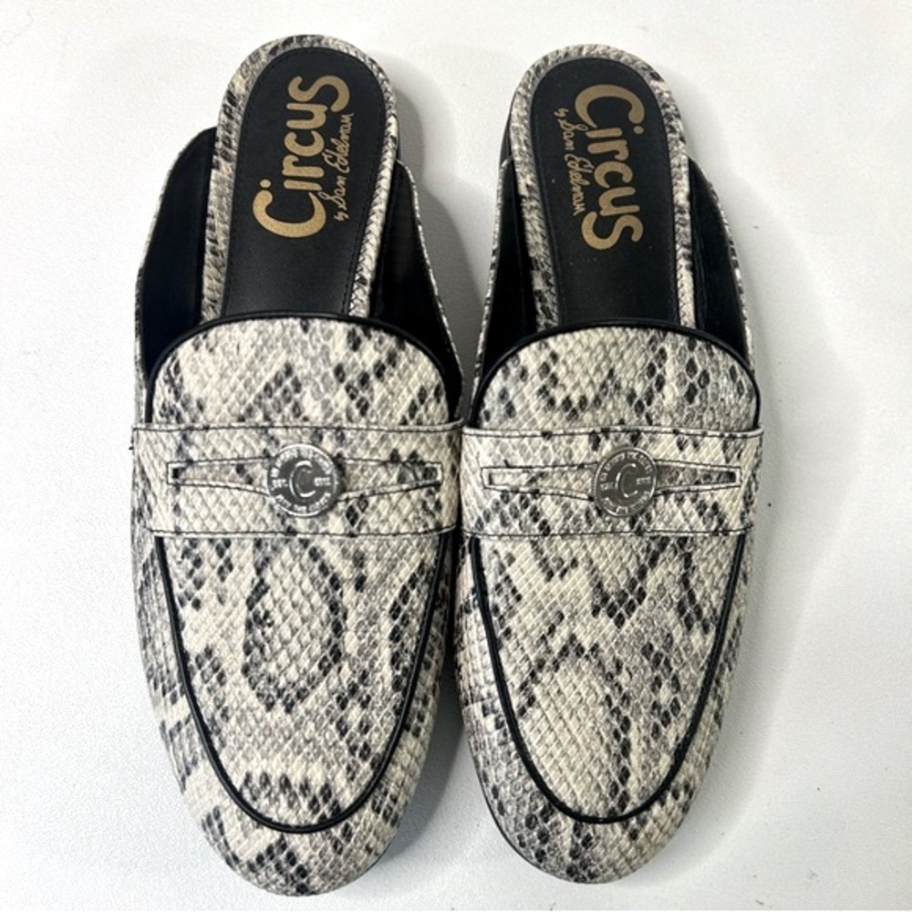 Circus by Sam Edelman Snakeskin Hal Penny Loafer Slip On Slide Mules Women’s 7.5 - Picture 2 of 10